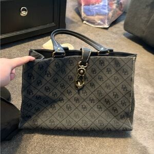 Dooney & Bourke Black and Gray Patterned Briefcase Bag